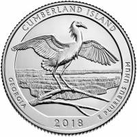 (044s, Ag, реверс proof) Монета США 2018 год 25 центов "Кумберленд"  Серебро Ag 900  UNC